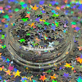 Holographic Silver Stars Shape Glitter - Silver Glitter